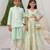 Green embroidered & sequinned net & silk lehenga choli & kurta jacket brother sister matching combo
