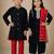 Black embroidered & solid velvet kurta salwar set & sherwani brother sister matching combo