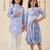 Blue woven cotton dress & kurta pant brother sister matching combo