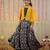 Blue block printed cotton silk skirt set & kurta pyjama brother sister matching combo