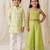Lime green embroidered & printed cotton co-ord set & kurta pant brother sister matching combo
