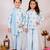 Blue embroidered cotton sharara set & bandhgala brother sister matching combo