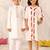 Cream woven blended cotton dress & kurta pyjama brother sister matching combo