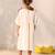 Cream woven blended cotton dress & kurta pyjama brother sister matching combo