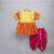 Orange embroidered cotton silk dhoti kurta set & kurta pyjama brother sister matching combo