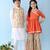 Orange & multicolor woven cotton kurta set & kurta pant brother sister matching combo