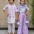 Lilac printed cotton sharara set & kurta jacket brother sister matching combo