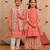 Orange printed cotton gharara set & kurta jacket brother sister matching combo