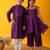 Purple handkerchief printed silk & cotton palazzo set & kurta pyjama brother sister matching combo