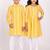 Orange chikankari & embroidered cotton kurta set & kurta pyjama brother sister matching combo