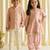 Pink embroidered brocade kurta salwar set & bandhgala brother sister matching combo