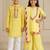 Yellow & silver embroidered chanderi sharara set & kurta pyjama brother sister matching combo
