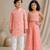 Pink embroidered & printed cotton & chanderi co-ord set & kurta pant brother sister matching combo