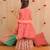 Orange printed cotton gharara set & kurta jacket brother sister matching combo