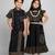 Black embroidered & printed cotton silk lehenga choli & shirt brother sister matching combo
