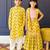 Yellow printed cotton sharara set & kurta pant brother sister matching combo