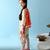 Orange & multicolor woven cotton dhoti kurta set & kurta pyjama brother sister matching combo