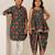 Teal green printed cotton dhoti kurta set & kurta pyjama brother sister matching combo