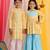 Yellow printed cotton poly kurta set & kurta pyjama brother sister matching combo