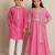 Light pink & pink embroidered chanderi lehenga choli & kurta pyjama brother sister matching combo