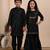 Black woven cotton sharara set & kurta pant brother sister matching combo