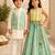 Lemon yellow & white printed cotton lehenga choli & kurta jacket brother sister matching combo