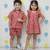 Red printed cotton dress & shirt set brother sister matching combo
