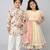 Multicolor printed organza & cotton silk lehenga choli & kurta pyjama brother sister matching combo