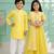 Yellow embroidered chanderi lehenga choli & kurta pyjama brother sister matching combo