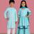 Blue woven cotton sharara set & kurta pant brother sister matching combo