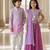 Purple embroidered chanderi lehenga choli & kurta pyjama brother sister matching combo