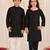 Black embroidered blended cotton kurta set & kurta pyjama brother sister matching combo