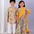 Multicolor & beige printed cotton silk lehenga choli & kurta pyjama brother sister matching combo