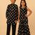 Black printed cotton sharara set & kurta pant brother sister matching combo