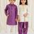 Off white & purple embroidered viscose kurta salwar set & kurta pant brother sister matching combo