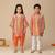 Multicolor embroidered cotton dhoti kurta set & kurta pyjama brother sister matching combo