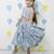 Blue printed cotton skirt set & shirt set brother sister matching combo