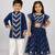 Blue embroidered organza lehenga choli & kurta pyjama brother sister matching combo