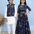 Blue & white printed cotton lehenga choli & kurta jacket brother sister matching combo
