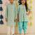 Blue block printed cotton dhoti kurta set & kurta pyjama brother sister matching combo