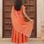 Orange embroidered chanderi lehenga choli & kurta pyjama brother sister matching combo