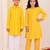 Yellow embroidered blended cotton kurta set & kurta pyjama brother sister matching combo