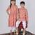 Orange printed cotton kurta set & kurta pant brother sister matching combo