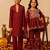 Maroon gota embroidered cotton sharara set & kurta pant brother sister matching combo