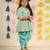 Blue block printed cotton dhoti kurta set & kurta pyjama brother sister matching combo