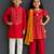 Red solid cotton kurta set & kurta pant brother sister matching combo