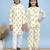 White printed cotton top and bottom set & kurta pyjama brother sister matching combo