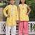 Sunshine yellow printed cotton kurta salwar set & kurta pant brother sister matching combo