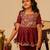 Maroon gota embroidered cotton sharara set & kurta pant brother sister matching combo