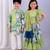 Green printed organza & cotton silk lehenga choli & kurta pyjama brother sister matching combo